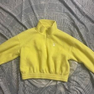 playboy cropped sherpa pullover